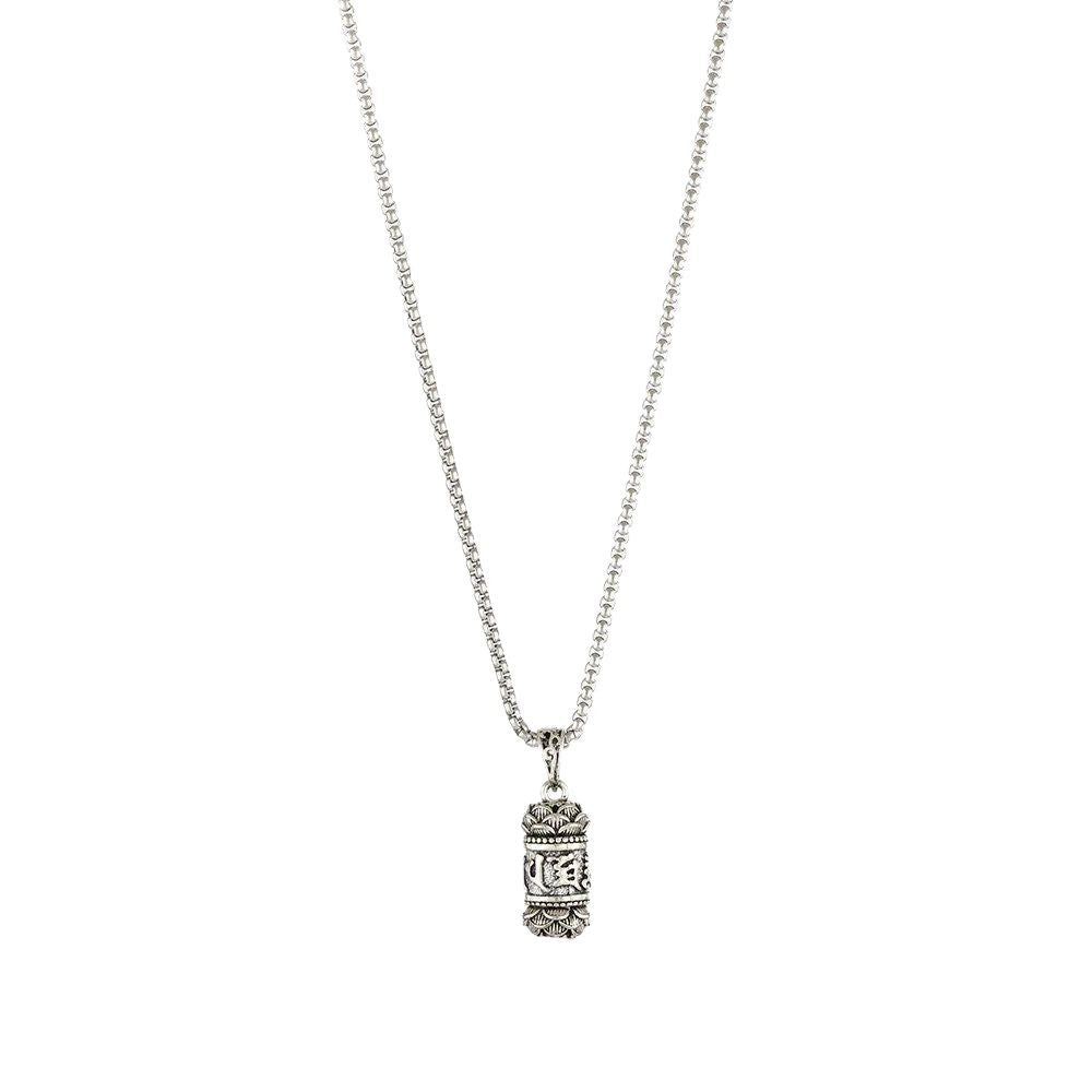 Wholesale Retro Six Syllable Mantra Pendant Necklace For Men Alloy Snake Bone Chain Fashion Jewelry Gift