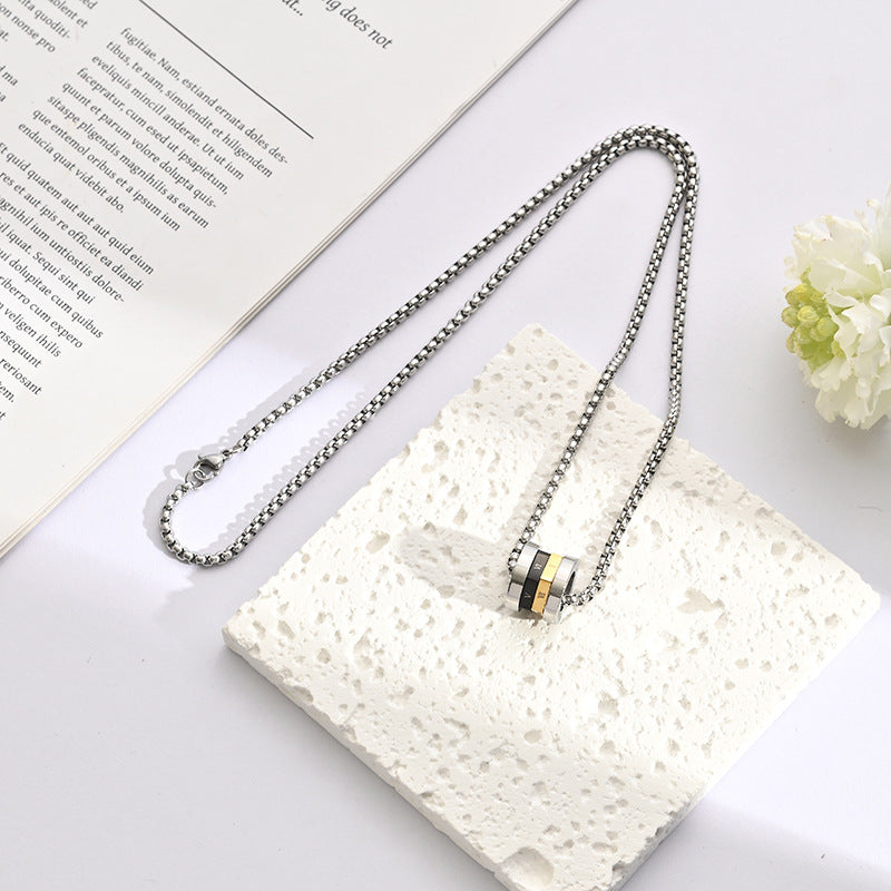 Wholesale Two Color Ring Letter Necklace Collarbone Chain Titanium Steel Choker Necklace ACC-NE-BYJY004