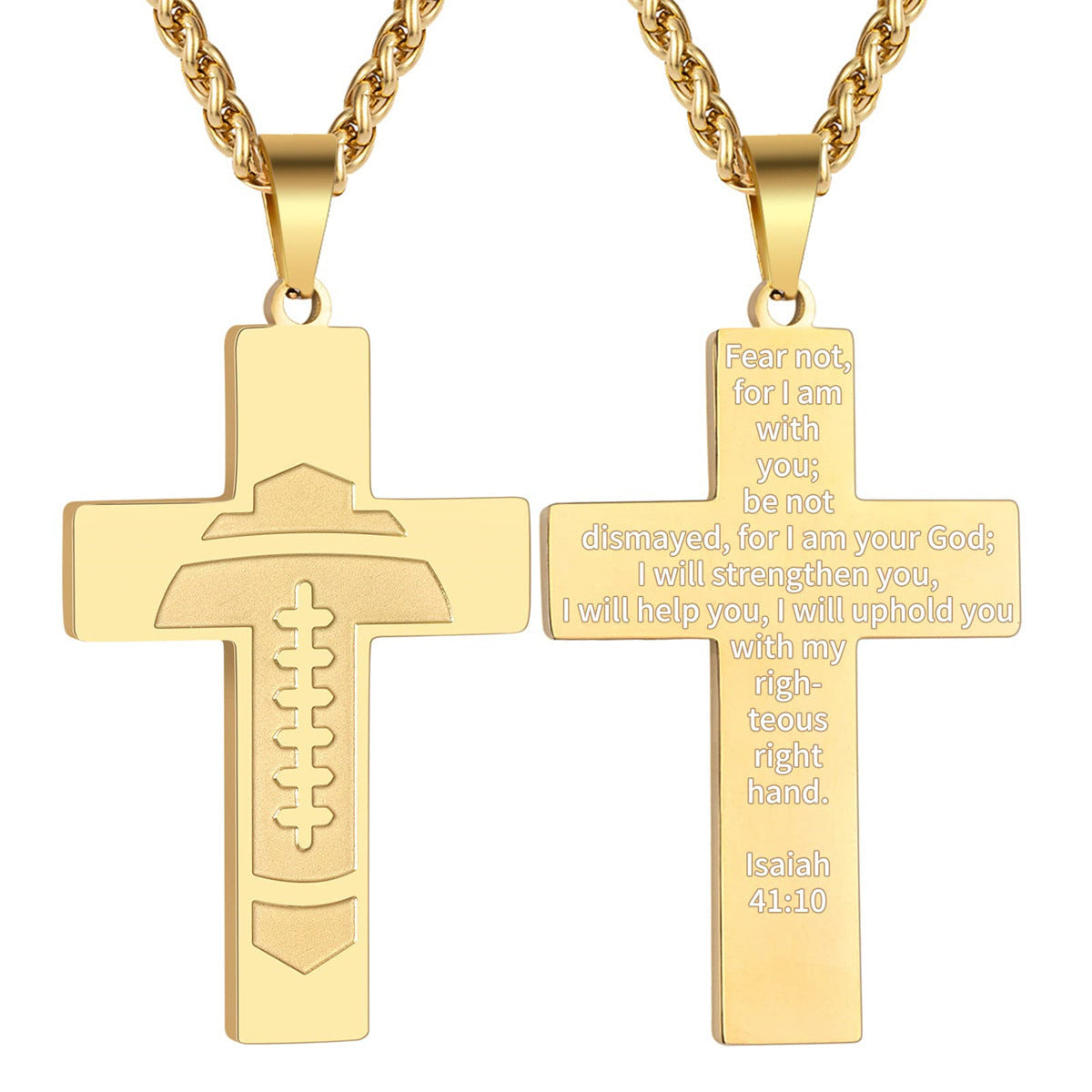 Wholesale American Football Stainless Steel Cross Bible Pendant Necklace