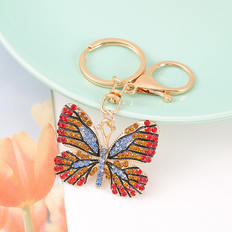 Wholesale Butterfly Rhinestone Alloy Keychain ACC-KC-YuanFei011