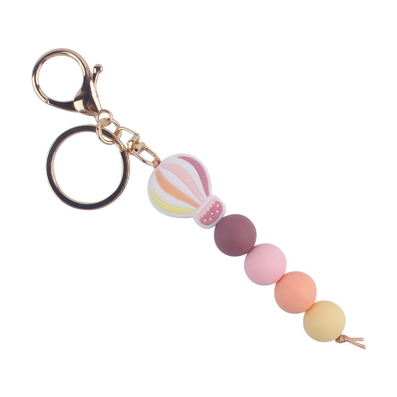 Wholesale Korean Style Pink Silicone Cartoon Hot Air Balloon Keychain Bag Charm Gift