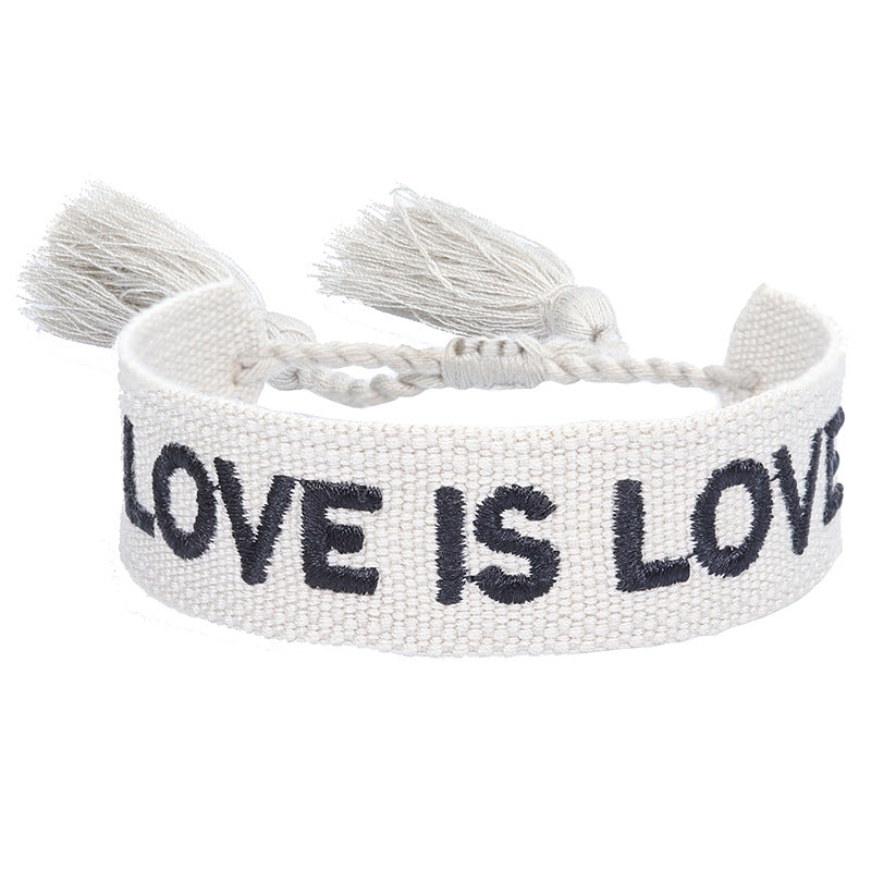 Wholesale Woven Couple Bracelet Letter Embroidered Wrist Strap Tassel ACC-BT-YiYe003