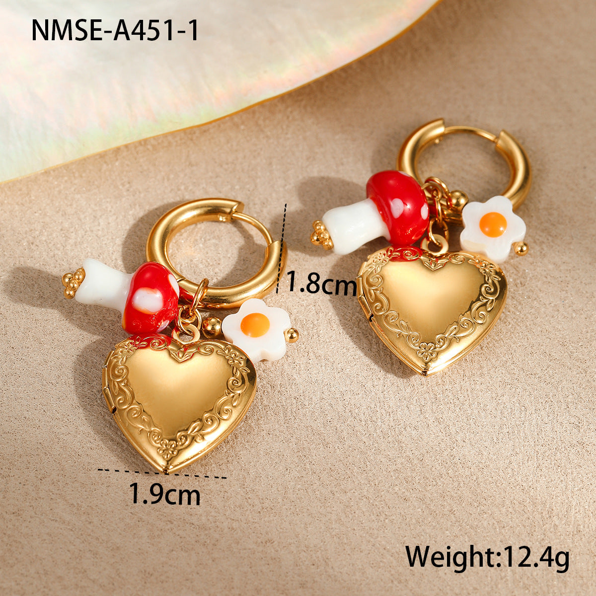 Wholesale Heart Earrings Stainless Steel Plated 18K Gold Earrings