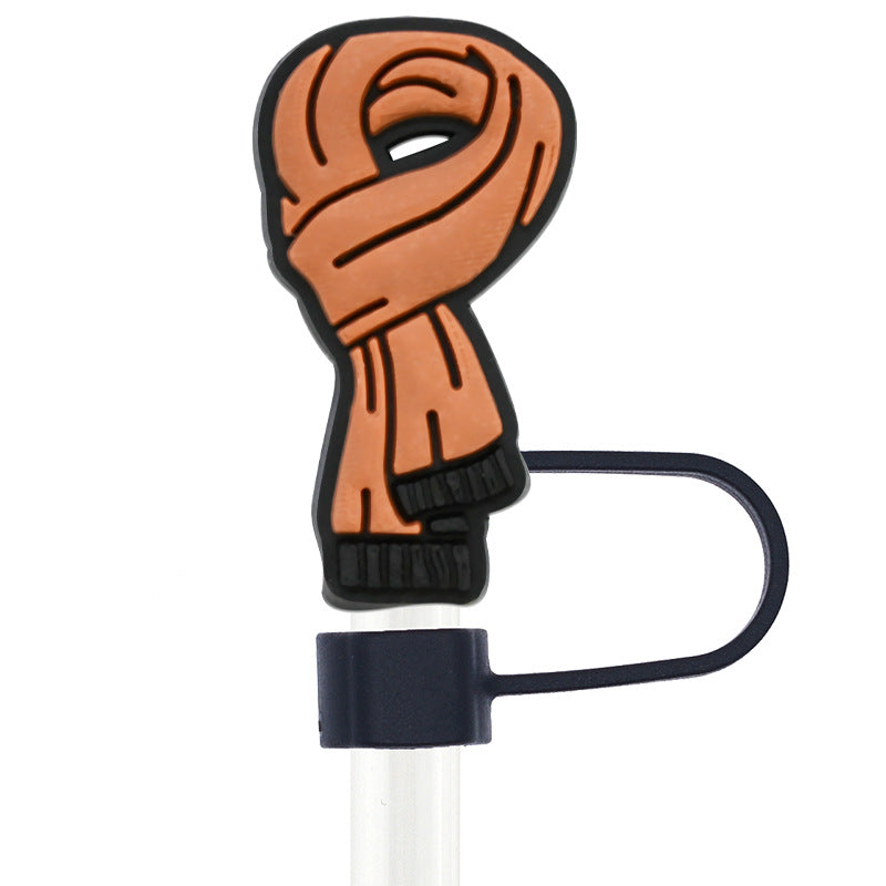 Wholesale Random 100pcs Thanksgiving 10mm PVC Soft Straw Tube Cap ACC-SCR-RYY103