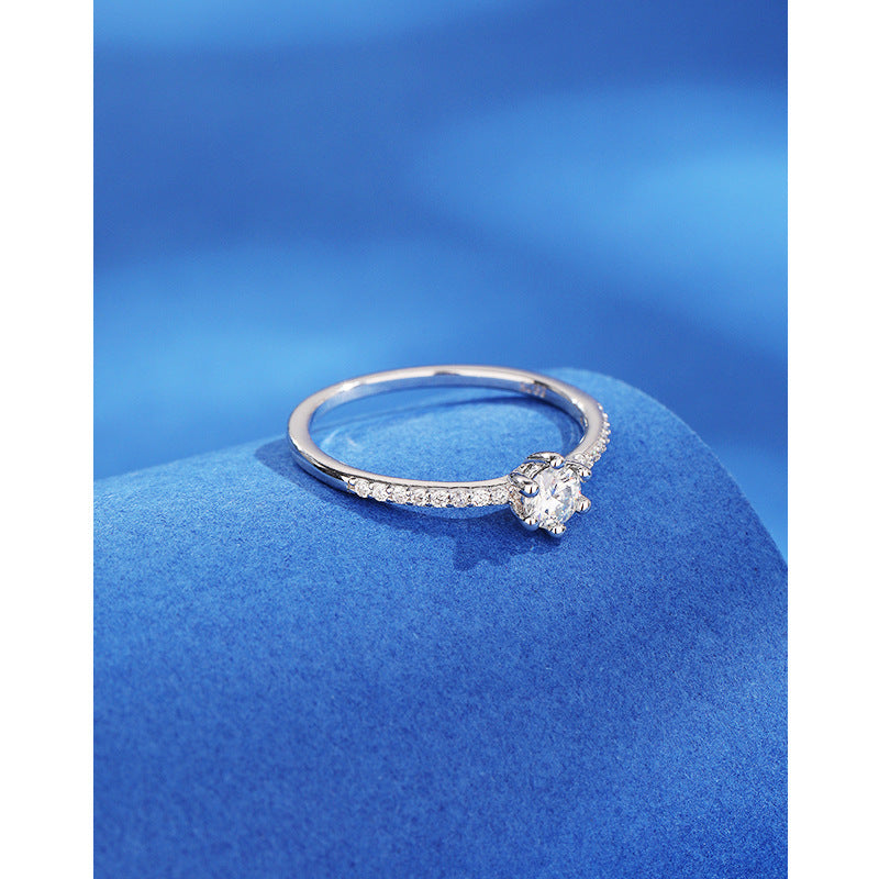 Wholesale S925 sterling silver niche 40 points moissanite diamond ring