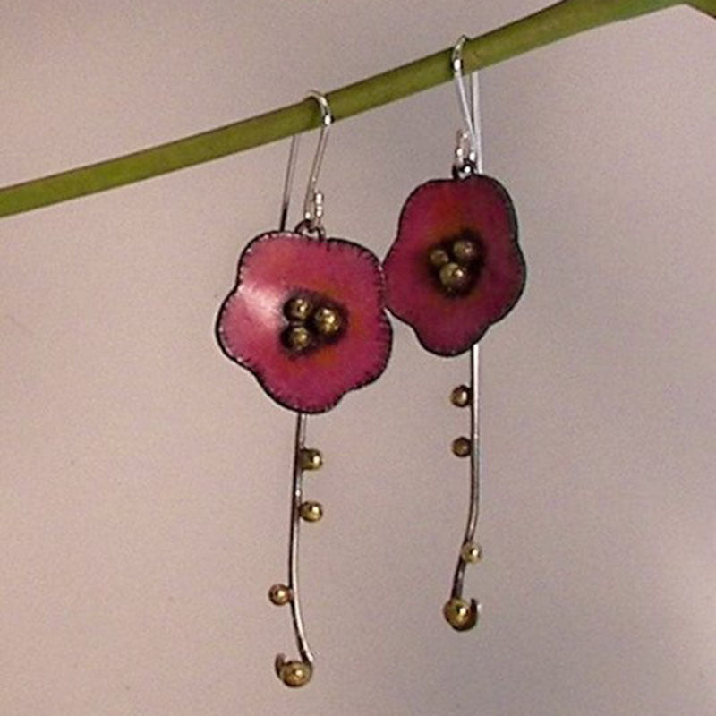 Wholesale  Asymmetrical Painted Antique Red Copper Earrings