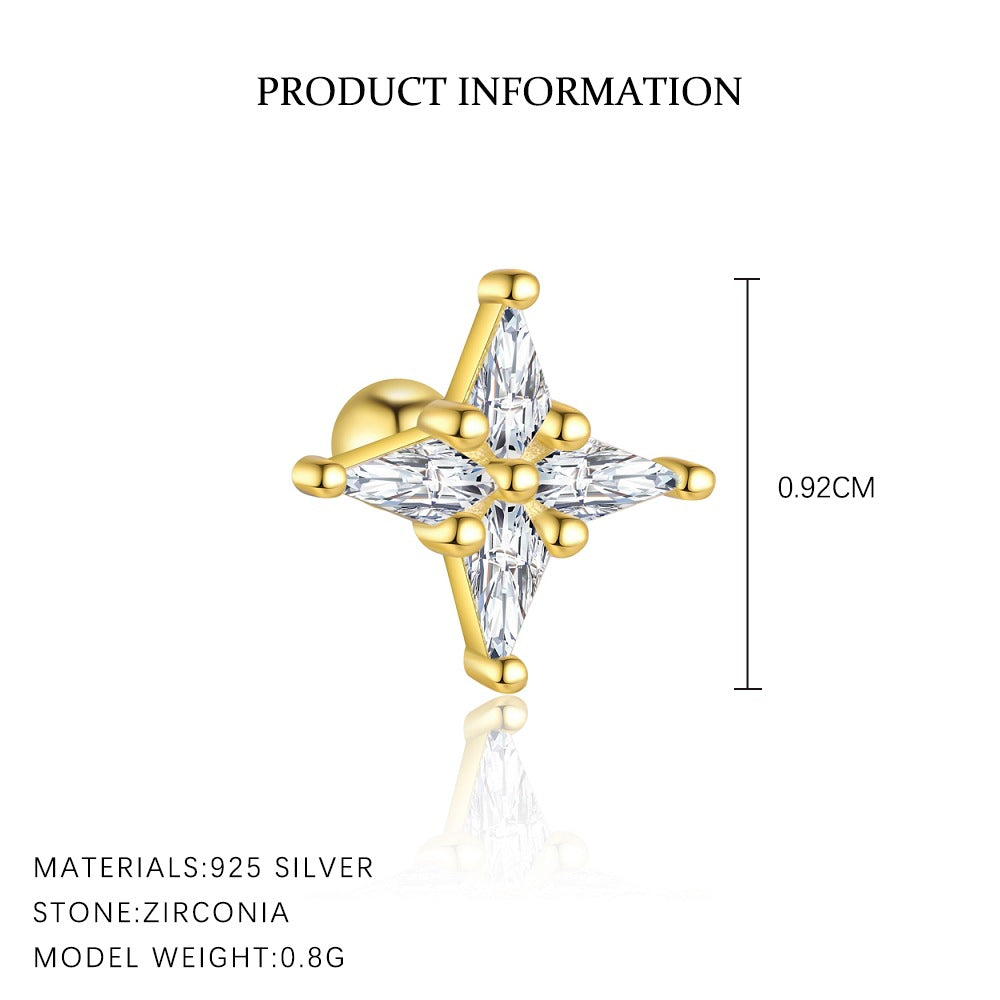 Wholesale S925 sterling silver zircon round head light luxury earrings