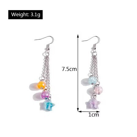 Wholesale  colorful beads earrings colorful gravel long tassel earrings