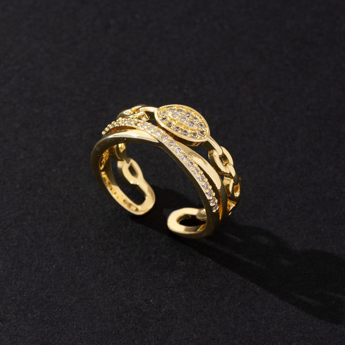 Wholesale Cold Style Vintage Cross Hollow Zircon Open Ring Chic Fashion Accessory For Everyday Wear