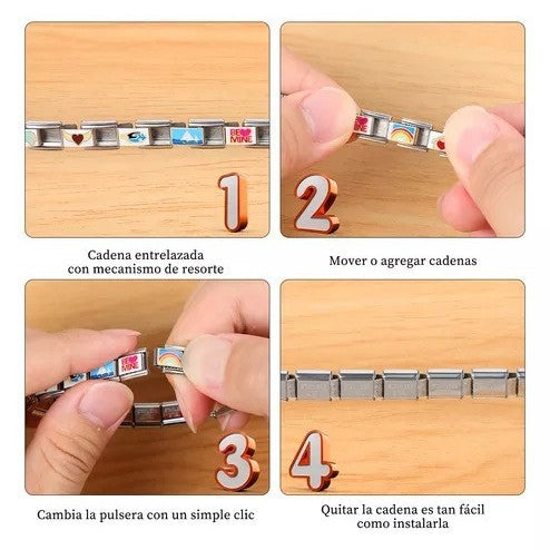 Wholesale New Printed Italian Module Bracelet Cartoon Pattern Motorcycle Bracelet DIY Stainless Steel Street Dance Hand Jewelry
