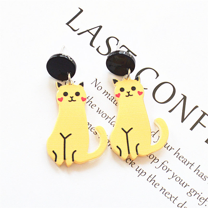 Wholesale Cartoon Black and White Cat Acrylic Stud Earrings ACC-ES-XN015