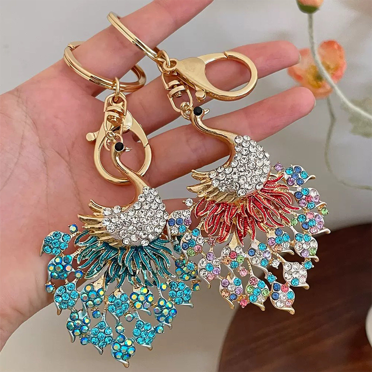 Wholesale Korean Style Peacock Crystal Keychain - Fashion Bag Charm &  Car Key Accessory