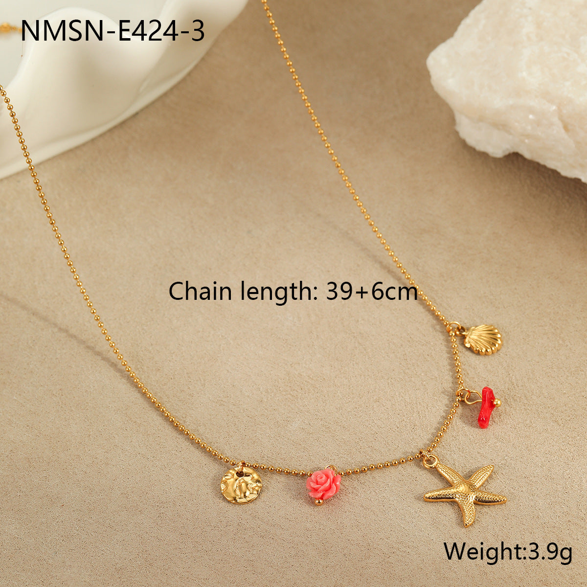 Wholesale Stainless steel summer marine  necklace shell starfish pendant necklace