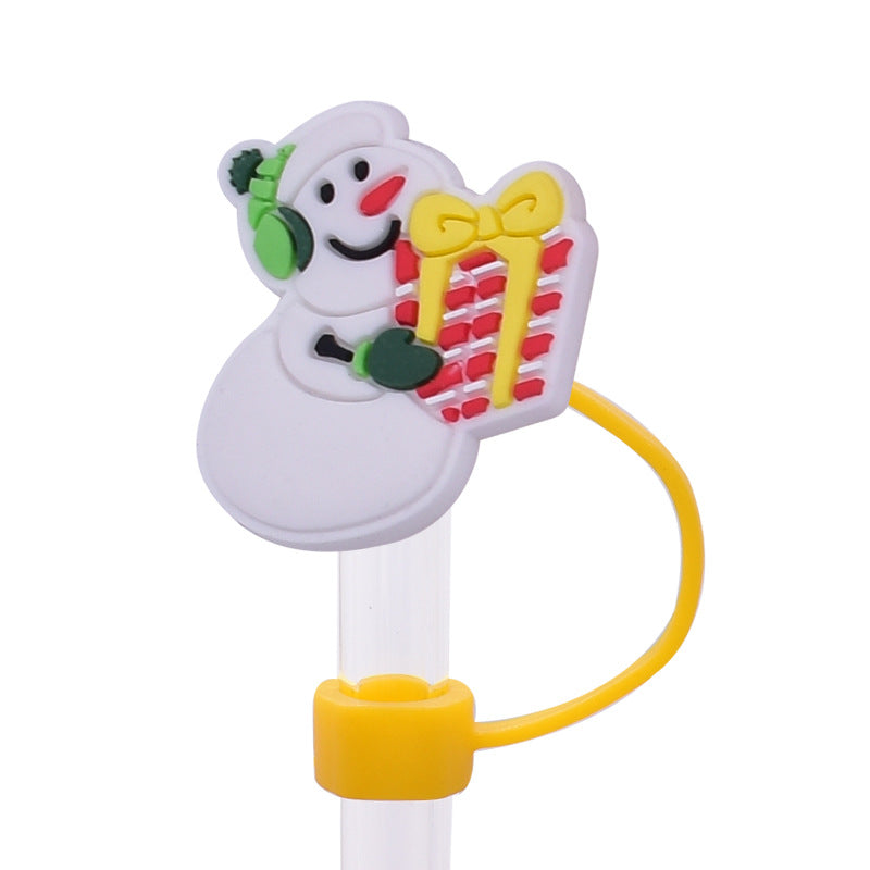 Wholesale Random 100pcs Snowman Series 8/10mm PVC Soft Straw Tube Cap