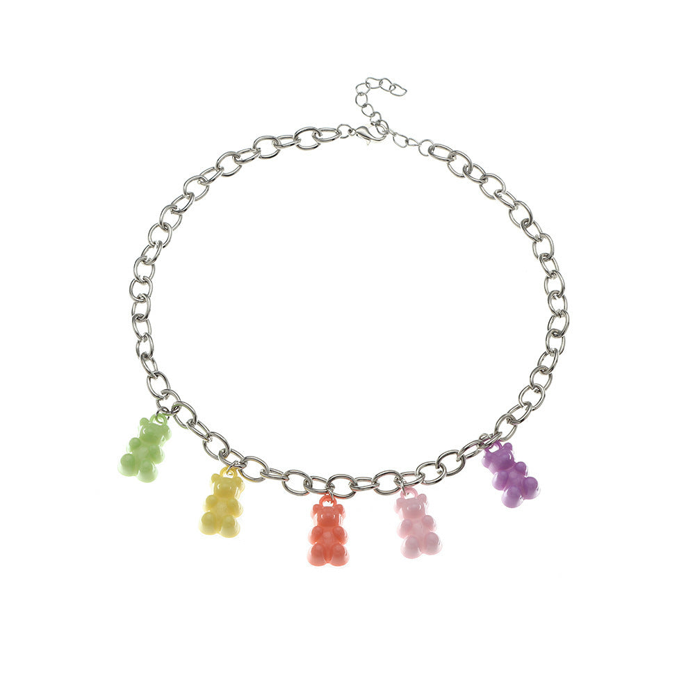 Wholesale  Macaron Color Candy Color Bear Pendant Necklace