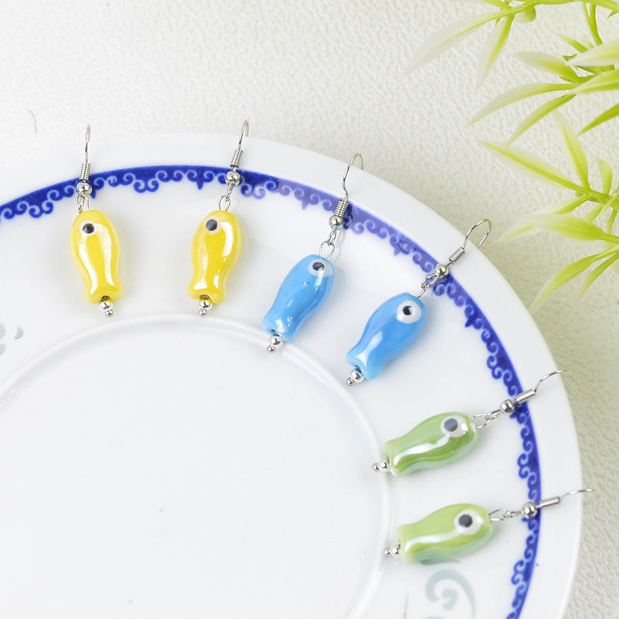 Wholesale Colorful fish ceramic earring set