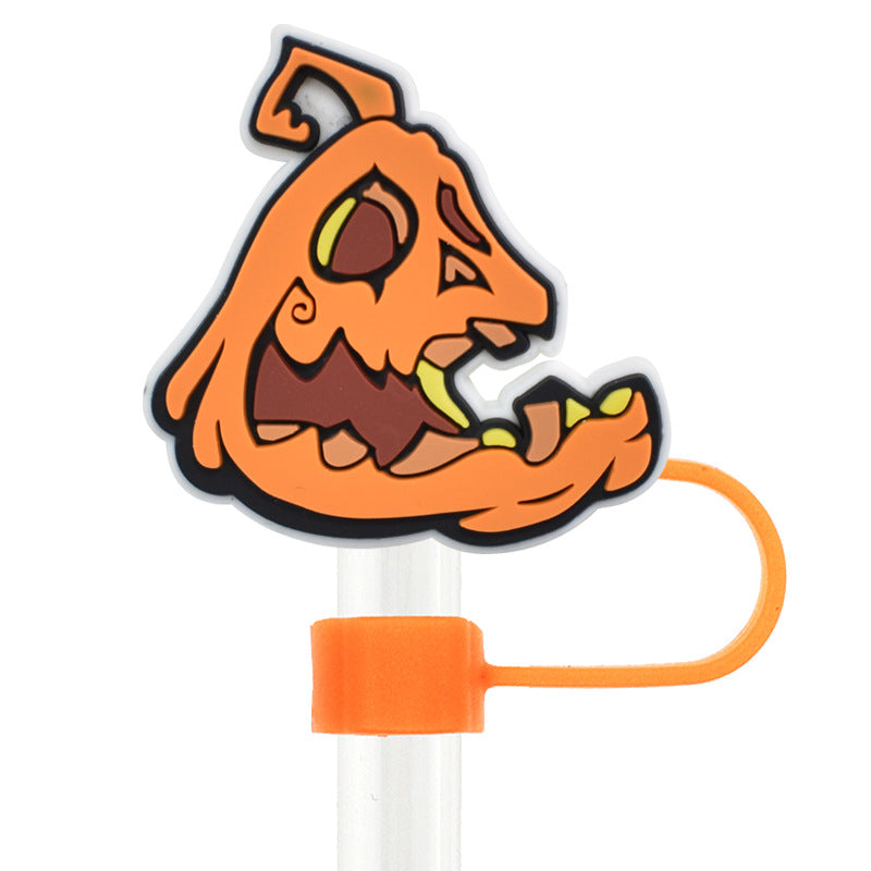 Wholesale Random 100pcs Halloween 10mm PVC Soft Straw Tube Cap ACC-SCR-RYY092