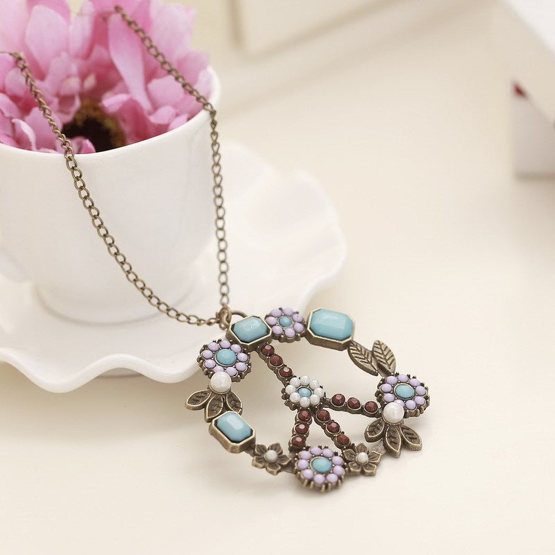 Wholesale Alloy Pearl Flower and Peace Necklace ACC-NE-KeRen002