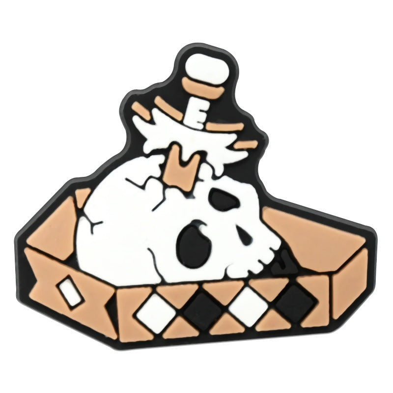 Wholesale  Random 100pcs Cartoon Skull   PVC Soft Rubber Shoe Buckle Decoration