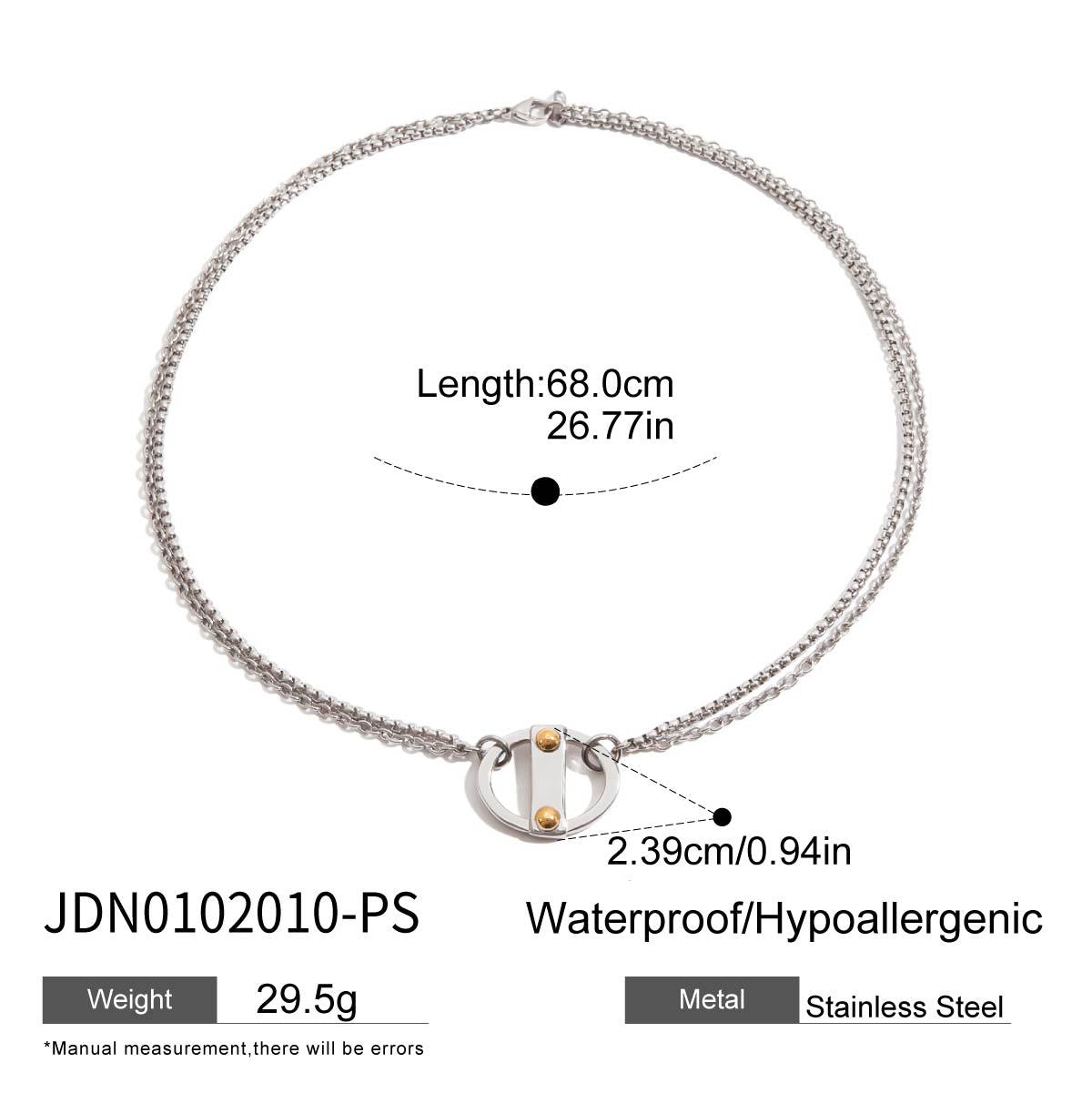 Wholesale 18K gold stainless steel gold and silver color matching hammer pattern necklace