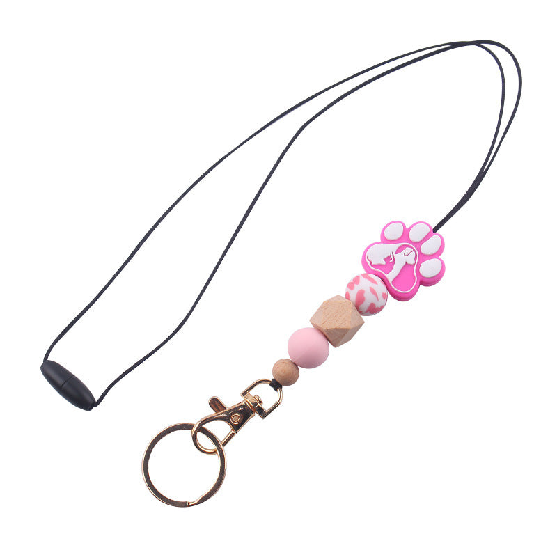 Wholesale Cartoon Animal Dog Paw Silicone Beaded Necklace Keychain Cute Keychain ACC-KC-GuangTian077