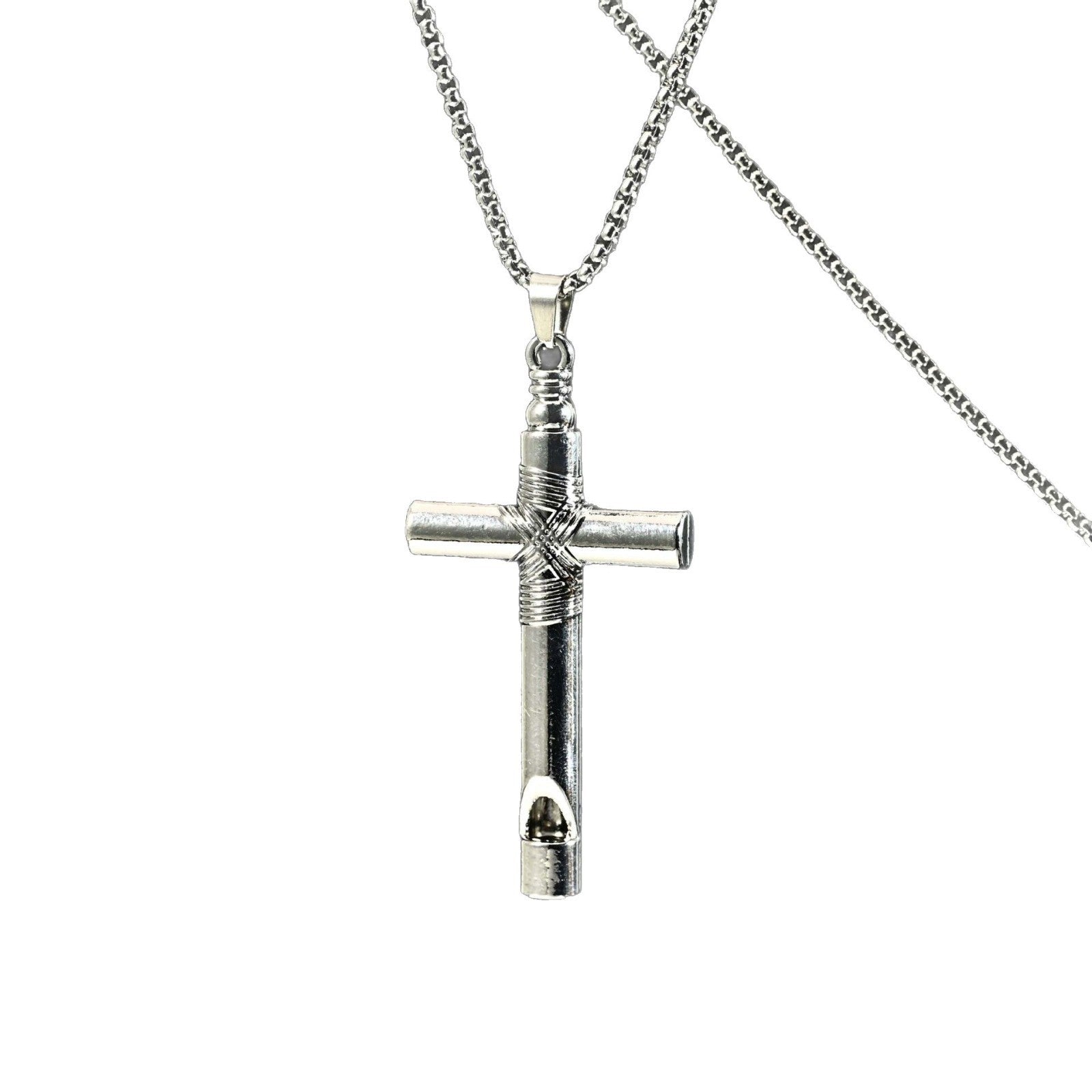 Wholesale Hip Hop Cross Pendant Whistle Necklace Chic Jewelry Accessory Gift For Men Women