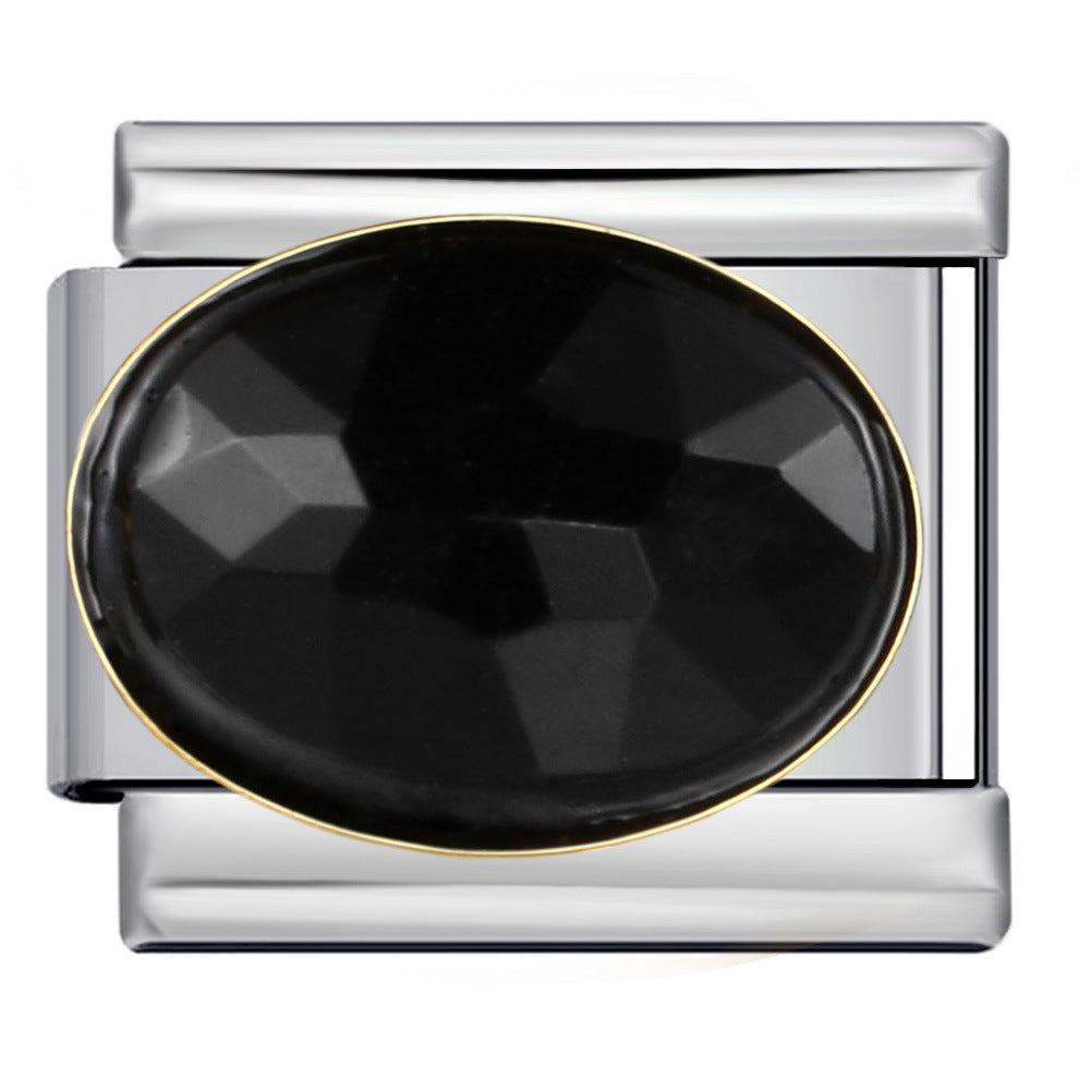 Wholesale Italian Charm Bracelet 9mm DIY Splicing Removable Large Oval Color Stone Stainless Steel Composable Bracelet