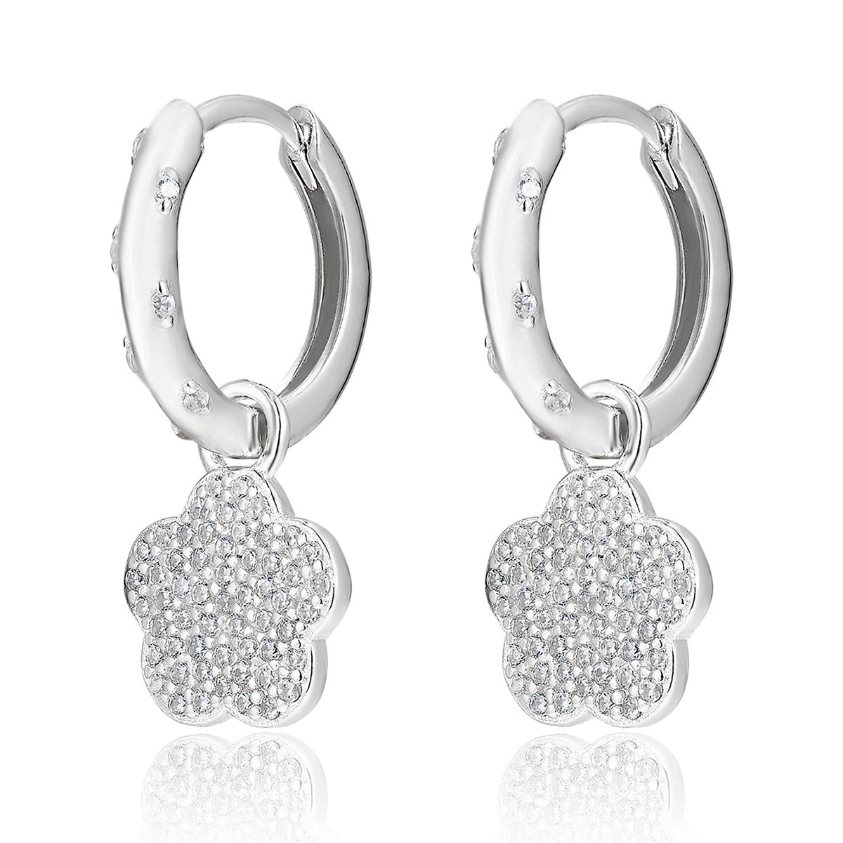 Wholesale S925 Sterling Silver Micro Inlaid Zircon Flower Earrings ACC-ES-JingXu002