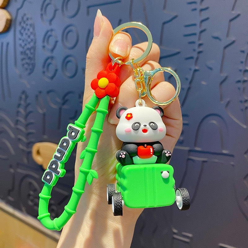 Wholesale Cute Cartoon Luggage Panda PVC Keychains ACC-KC-ErLu022