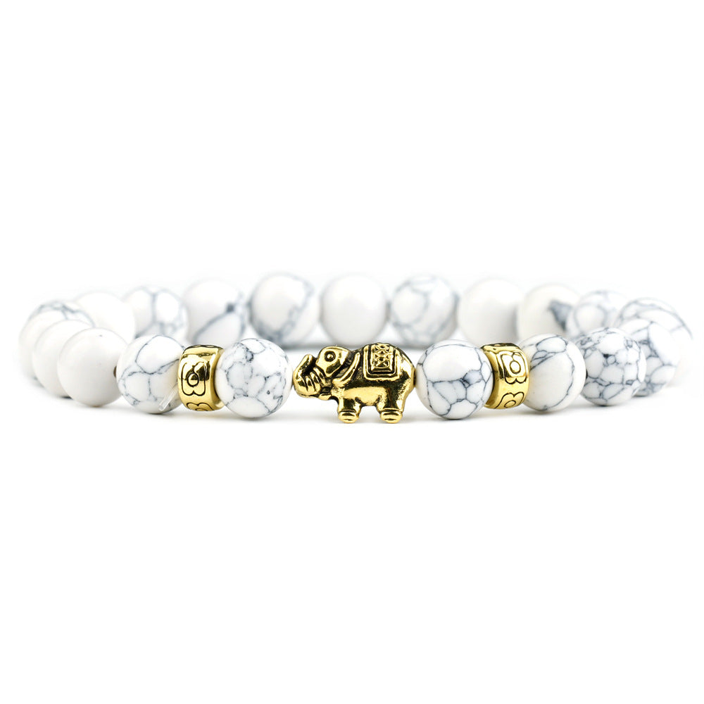 Wholesale Lychee Frozen Chalcedony Beads Alloy Bracelet