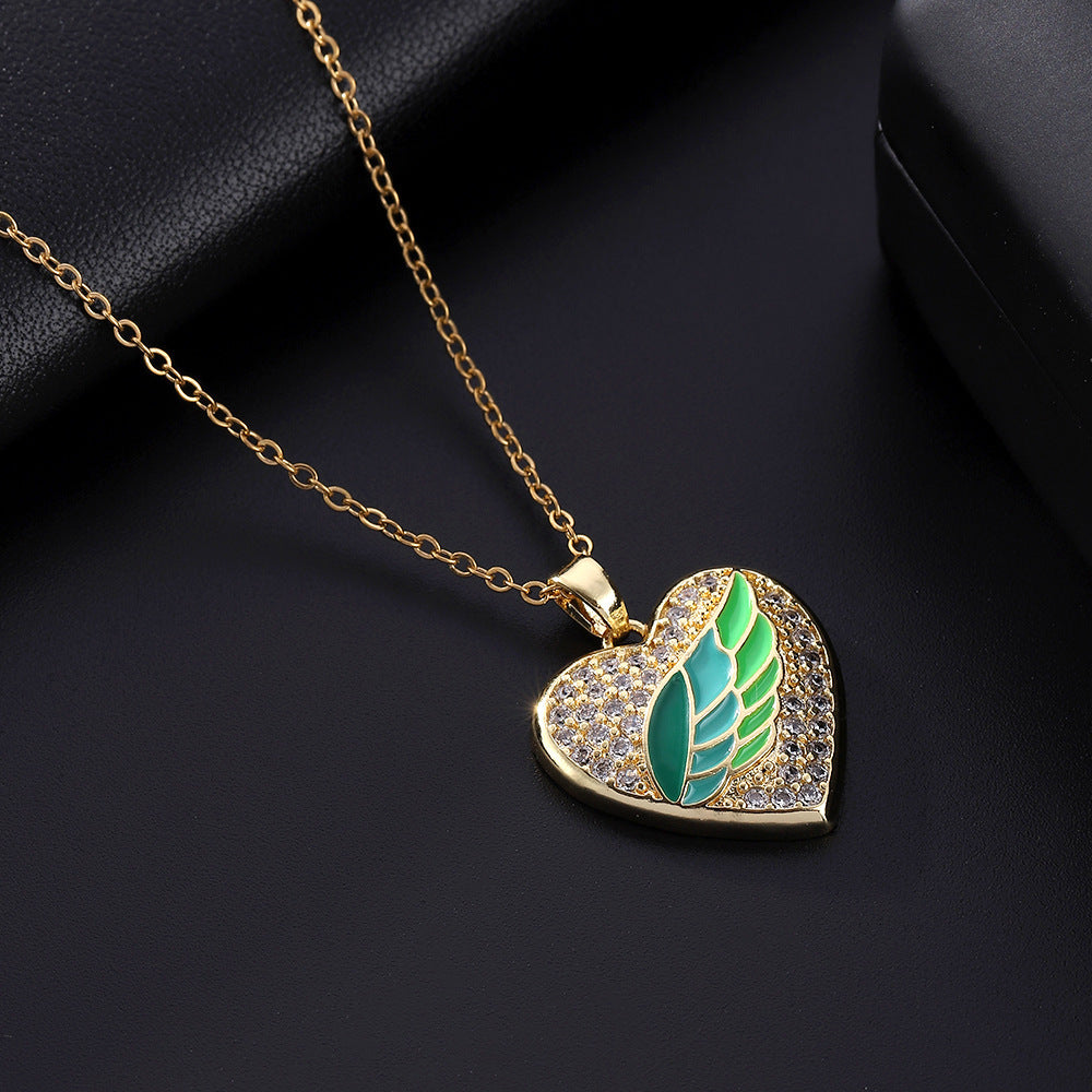 Wholesale Oil Dripping Love Heart Moon Copper Necklaces ACC-NE-SY005