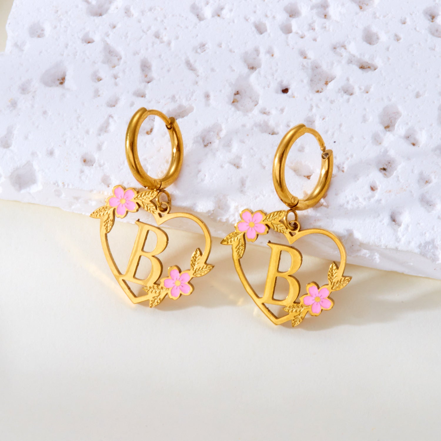 Wholesale Luxury Cut Out Stainless Steel 26 English Letter Earrings