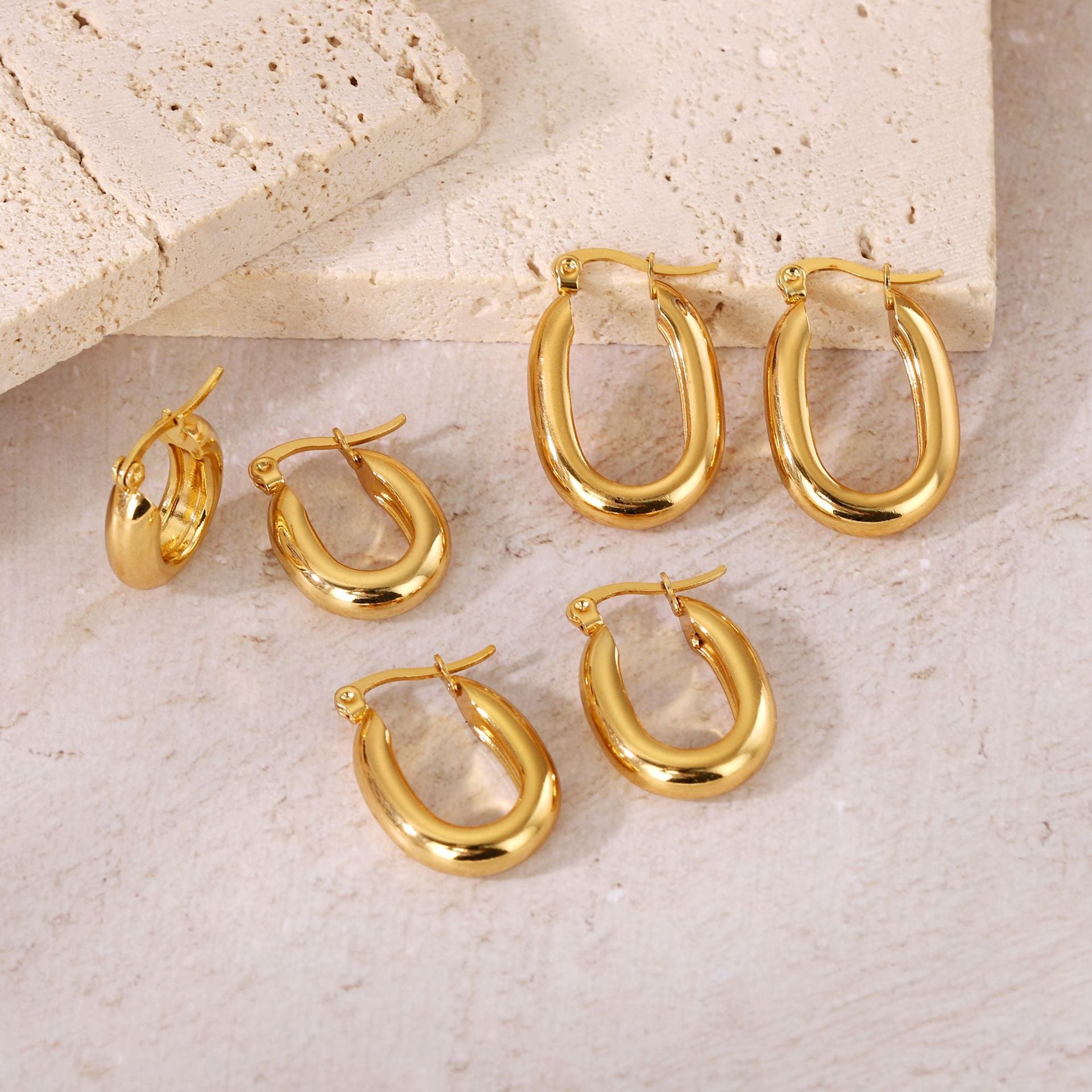 Wholesale Classic Hoop Versatile Non-Fading Titanium Steel Earrings