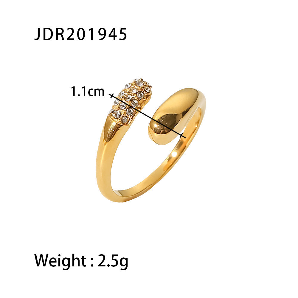 Wholesale Irregular Lines Geometric Stainless Steel Open Rings ACC-RS-WanX004