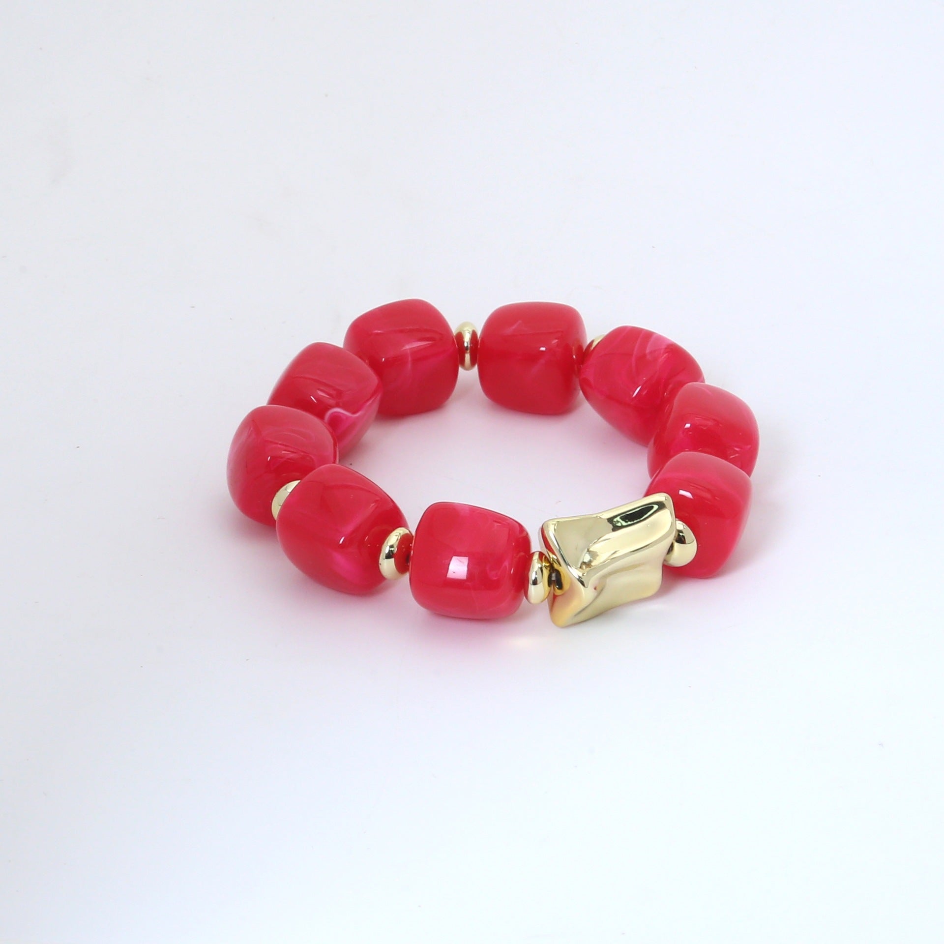 Wholesale Modern Chinese Style Acrylic Beaded Bracelet Colorful Square Candy Beads Women S Fashion Jewelry Gift Everyday