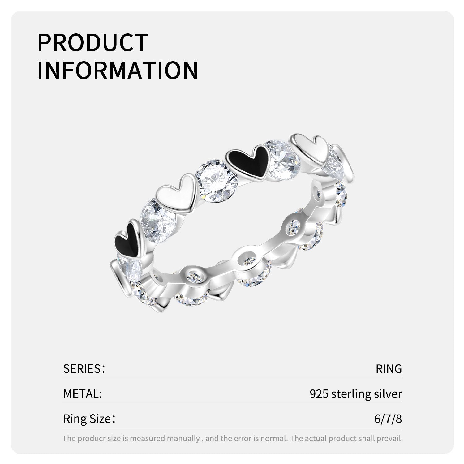 Wholesale Black and White Love Ring S925 Sterling Silver Oil Drop Rings ACC-RS-MC027