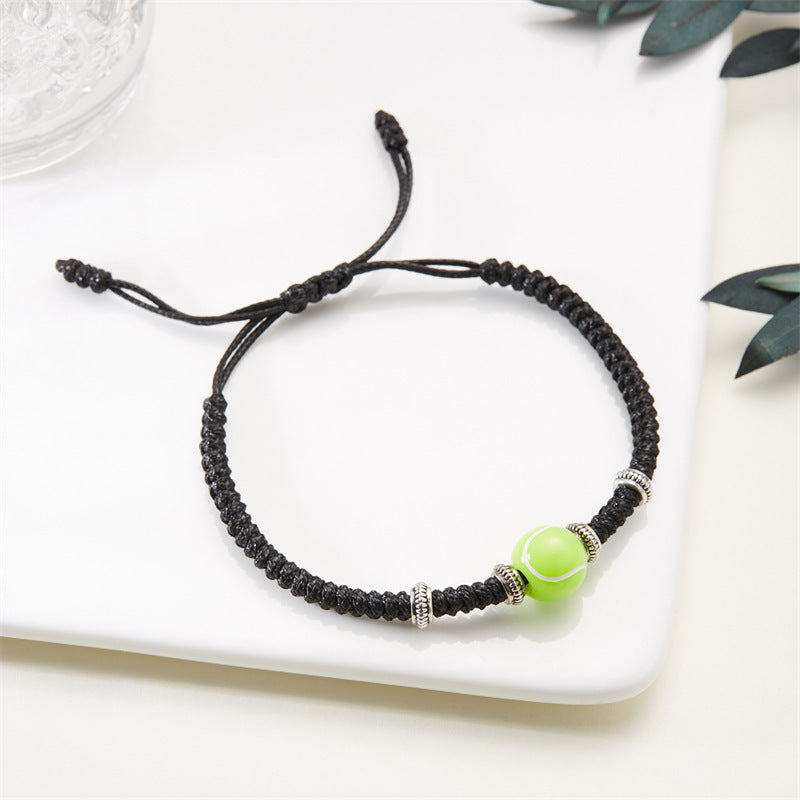 Wholesale volleyball ball bracelet sporty football black rope woven resin bracelet