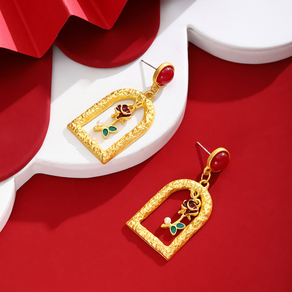 Wholesale Vintage gold flower earrings