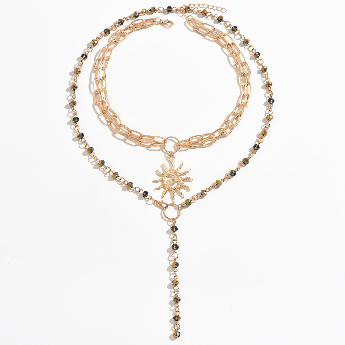 Wholesale Trendy Sunflower Pendant Layering Necklace – Fashion Jewelry Accessory for Gift and Boutique Resale