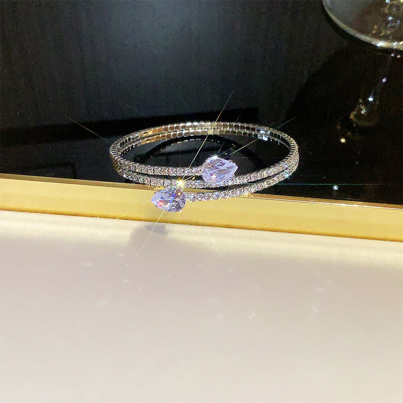 Wholesale Alloy Electroplated Bracelet with Multiple Rows of Ring Opening Rhinestones Layered Bracelet Set ACC-BT-Miaosi002