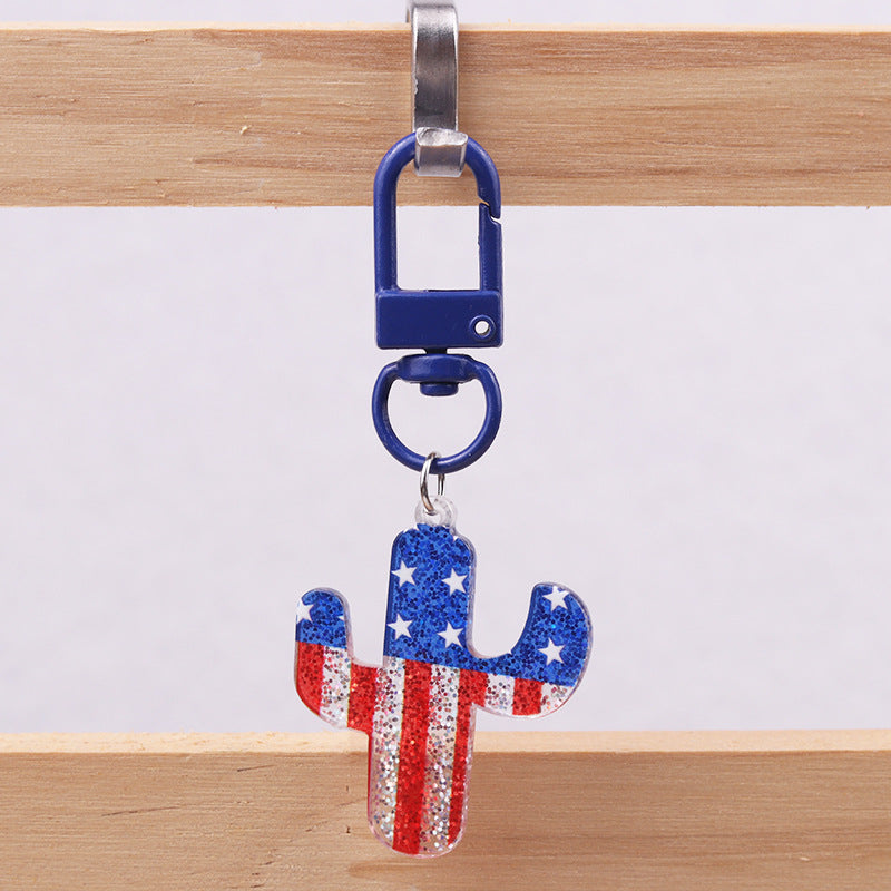 Wholesale American Independence Day Elements Red White Blue Flag Acrylic Keychain