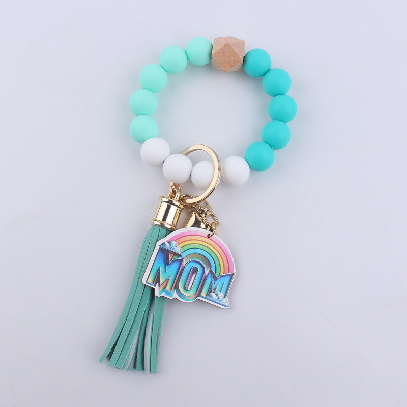 Wholesale Silicone Beaded Tassel Wrist Keychain ACC-KC-GuangTian012