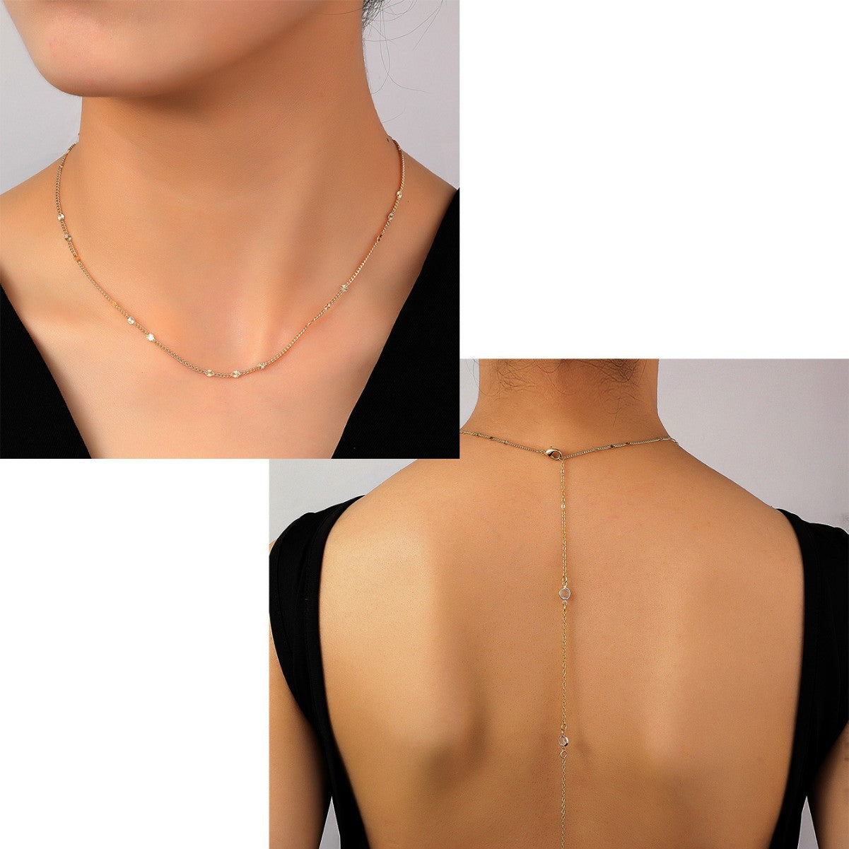 Wholesale 14K Gold Natural Stone Body Chain Zirconia Clavicle Chain