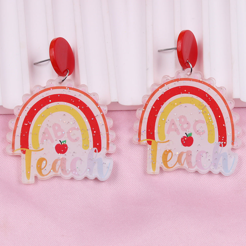 Wholesale Teacher's Day Cartoon Rainbow Acrylic Earrings ACC-ES-DA007