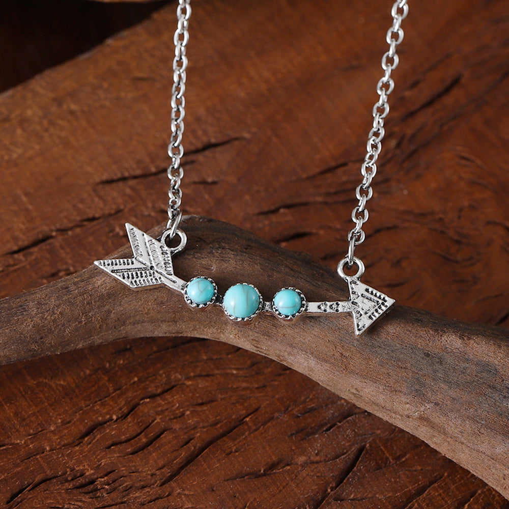 Wholesale Bohemian Style Golden Arrow Turquoise Necklace