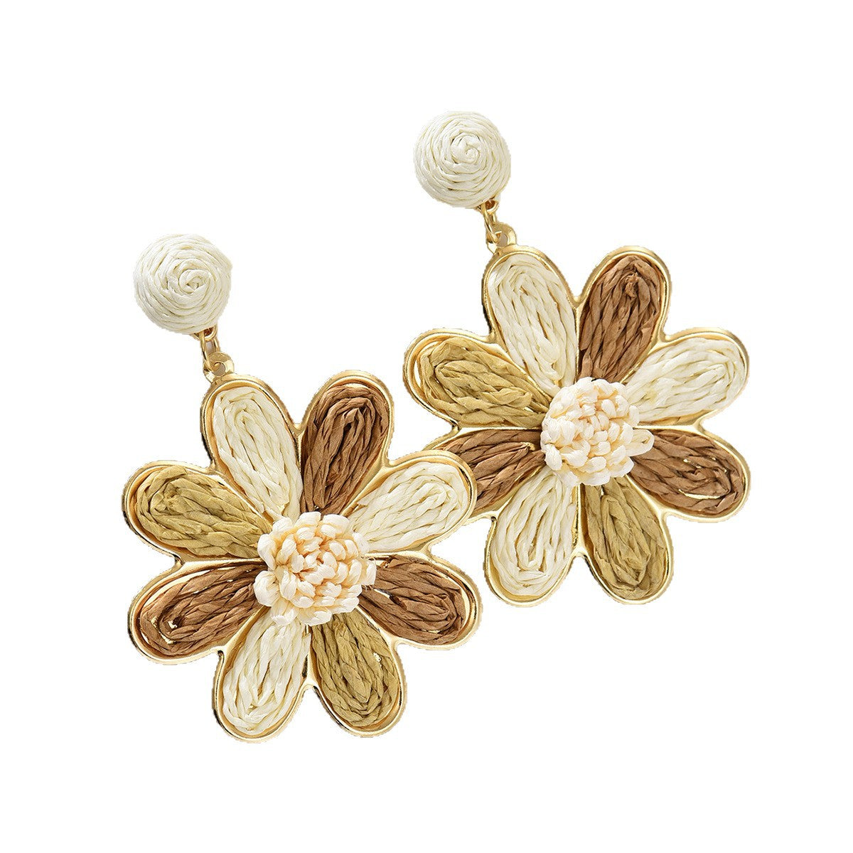 Wholesale Raffia Woven Bohemian Retro Ethnic Earrings Party Wear Boutique Resale Gift