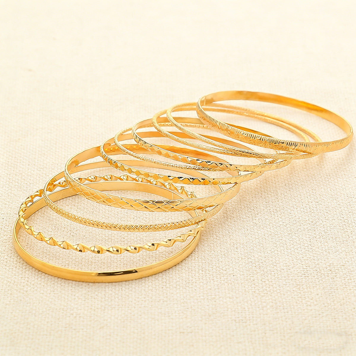 Wholesale Gold Electroplated Stacking Bracelet Set Trendy Women Fashion Accessory Gift Boutique Resale