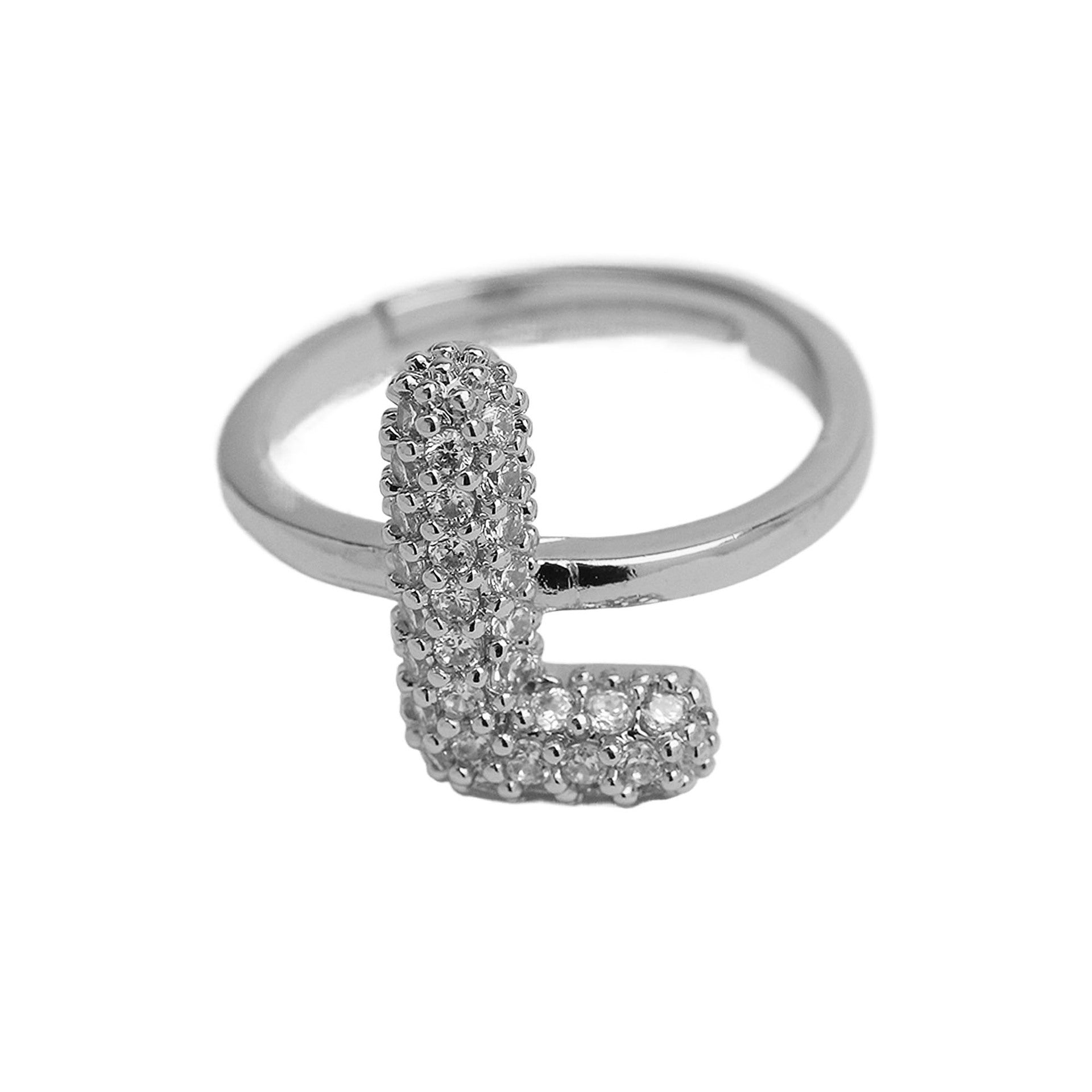 Wholesale  white gold balloon bubble cute 26 English letters open ring