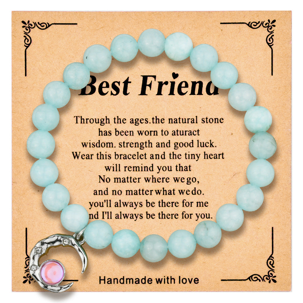 Wholesale Moon Pendant Crystal Beaded Bracelet,  Handmade Women' s Fashion Jewelry Accessory,  Everyday Wear Gift
