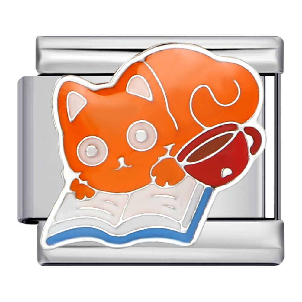 Wholesale titanium steel welding oil drop bracelet cartoon DIY Italian module Charms